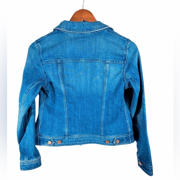 Talbots Petite Stretch Denim Jacket Blue Button Front Classic Medium Wash small - Picture 5 of 9